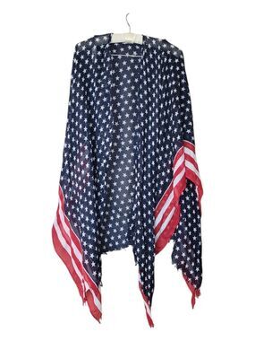 Fourth Of July American Flag Inspired Kimono Poncho Coverup O/S One Size